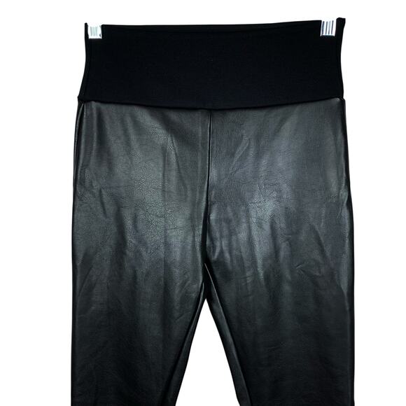 Assets by Spanx Faux Leather Leggings Black Stretchy Pull On Women's S - Picture 2 of 8